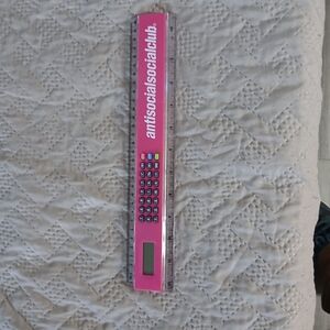 Pink Anti Social Social Club Ruler with Calculator